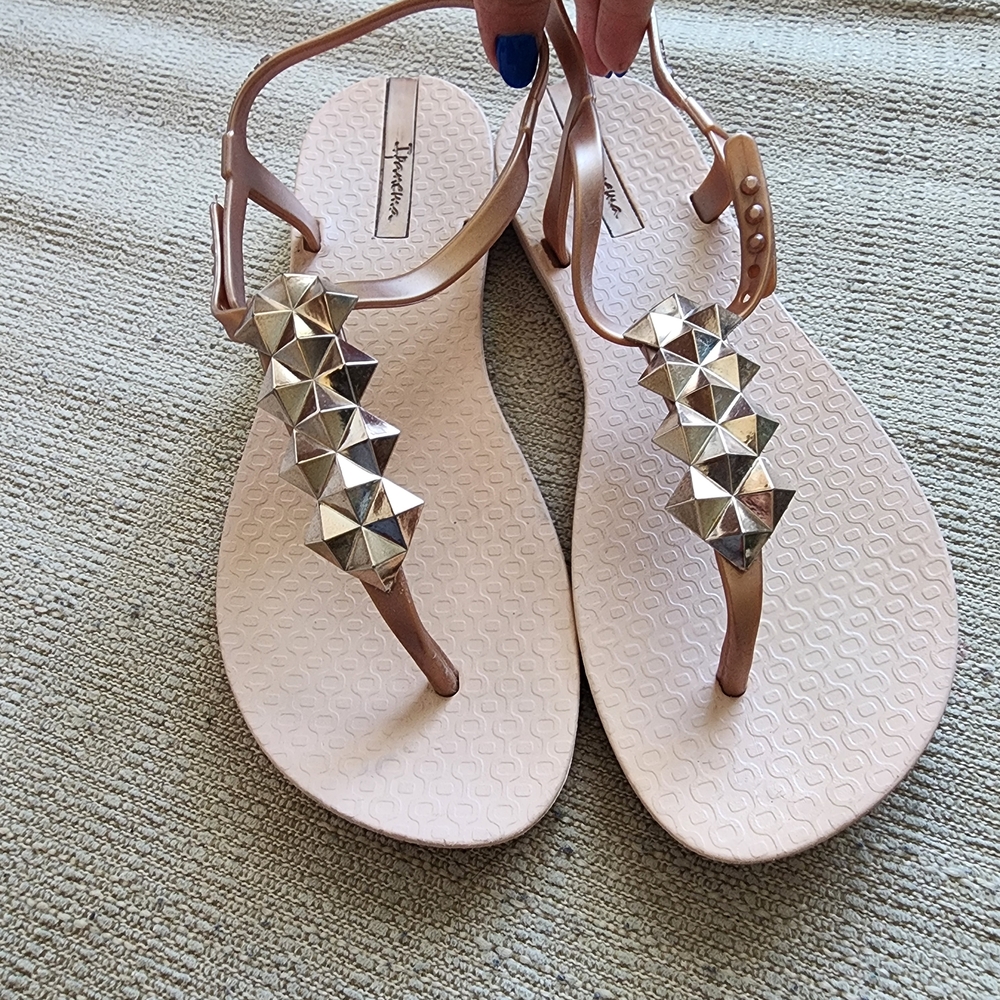 Ipanema Gold and Silver Sandals with Bow Embellishment